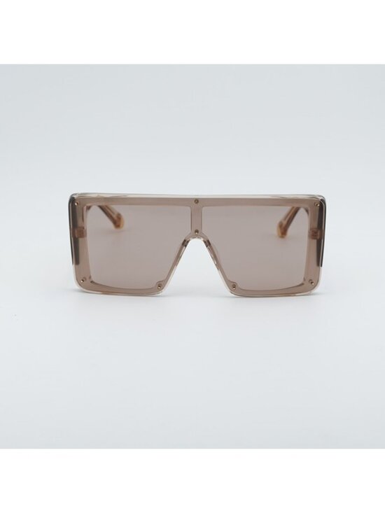 Stella McCartney SC40083I 45E Sunglasses Shiny Brown Shield Frame, Brown Lenses